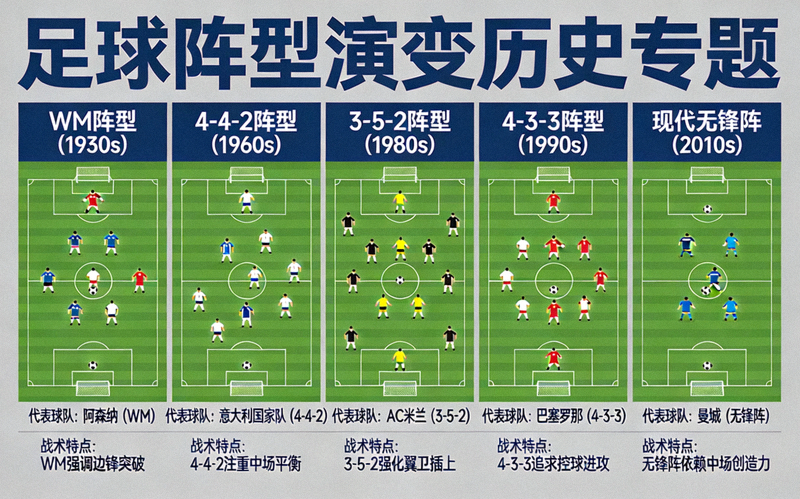 足球阵型演变历史专题 - 从WM阵型到现代无锋阵的战术发展史